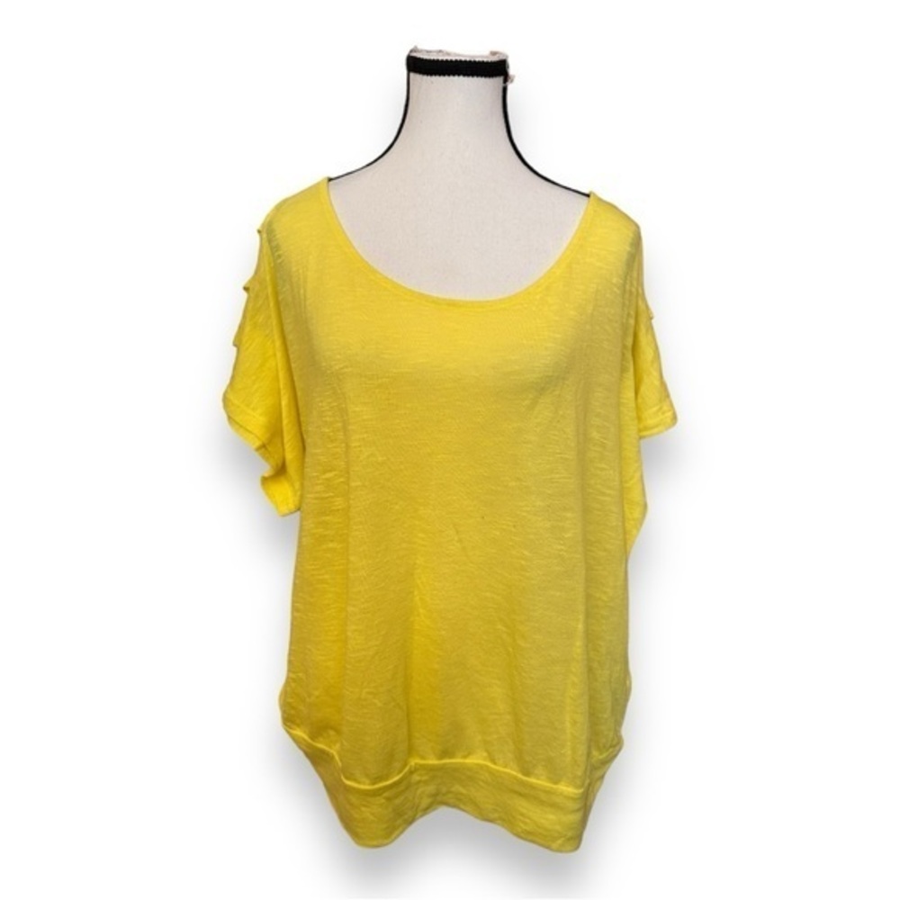 Women’s torrid 2 Twist Tees Bright Yellow Lattice Sleeve Tee 18 20 2X XXL